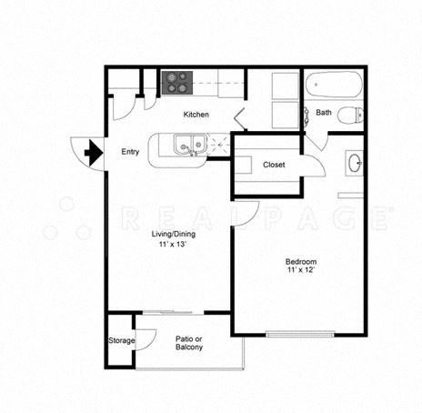One Bedroom One Bath 515 Square Feet